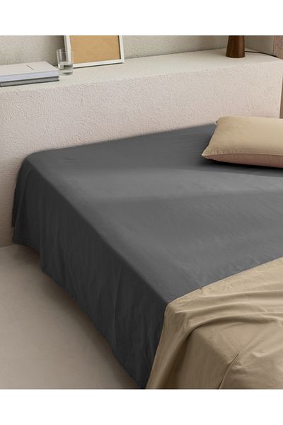 Madame Coco Manon Anthracite Single Ranforce Elasticless Sheet - 100% Cotton