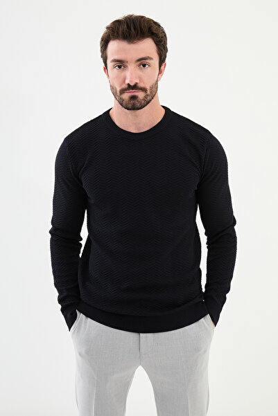 Mcr Смугастий Slim Fit чоловічий светр з велосипедним коміром, синій - 11508.24K