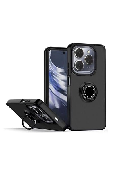 Gpack Tecno Spark 20 Pro Kılıf Montreal Yüzüklü Mıknatıslı Silikon Siyah