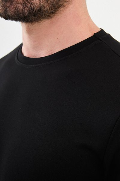Mcr Plain Slim Fit Crew Neck Long Sleeve Men's T-Shirt Black - 36837.24K
