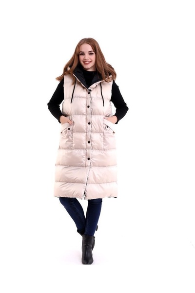 Ulwish Kapüşonlu, kalın elyaf dolgulu, şişme mont yelek.