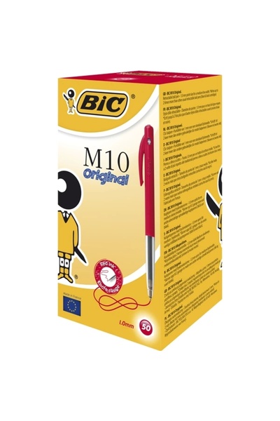 Bic M10 Basmalı Tükenmez Kalem 1,0 Mm Medium Uç Kırmızı (50 Li Kutu) 1199190123