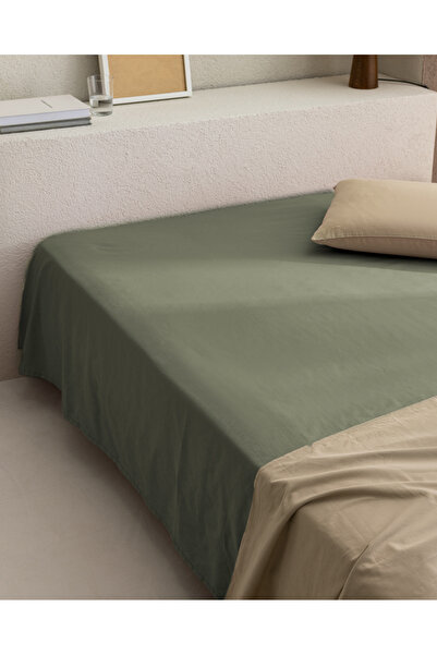 Madame Coco Manon Green Double Ranforce Cotton Bed Sheet - No Elastic