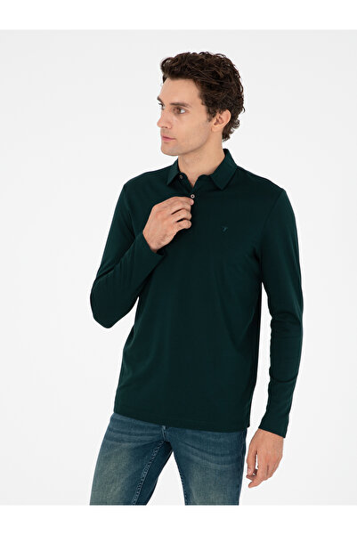 Cacharel Zümrüt Regular Fit %100 Pamuk Polo Yaka Sweatshirt 50294327-VR055