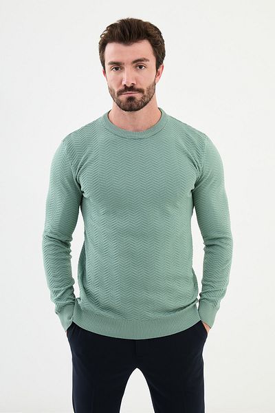 Mcr سترة تريكو رجالية ذات رقبة دائرية ونمط Slim Fit Çağla - 11508.24k