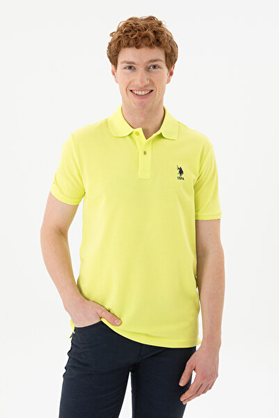 U.S. Polo Assn. Tricou de bază pentru bărbați, slim fit, cu gât polo, șofran ...