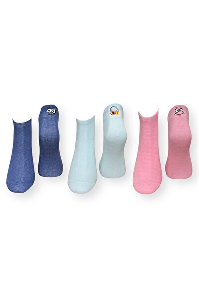 Mevo 3'lü Düz Renkli Unisex Esnek Nem Alabilen Pamuklu Patik Çoraplar