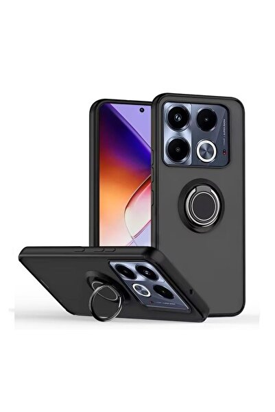 Gpack İnfinix Note 40 Pro Kılıf Montreal Yüzüklü Mıknatıslı Silikon Siyah