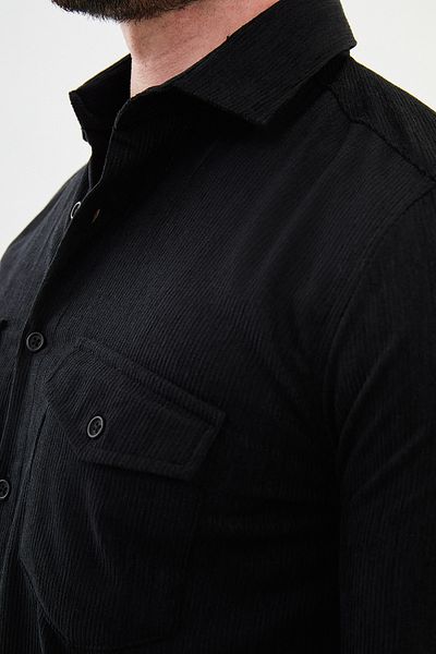 Mcr Striped Slim Fit Velvet Men's Shirt Black - 27004.24K