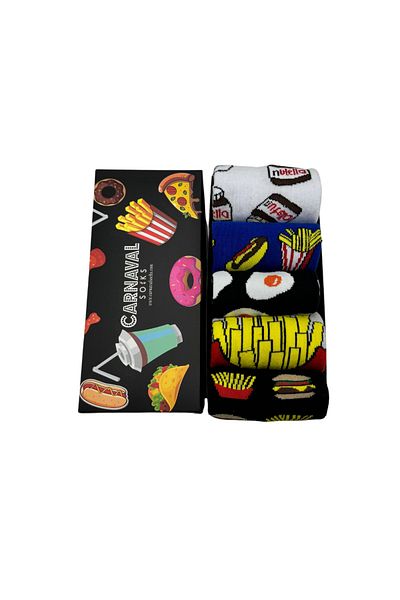 CARNAVAL SOCKS Σετ με 5 πολύχρωμες κάλτσες με μοτίβο φαγητού γρήγορου φαγητού