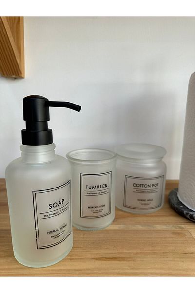 ANJEAHOME Alba 3 Piece Glass Luxury Bathroom Set - Organizer - Soap Dish