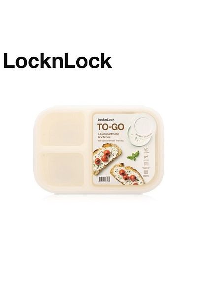 locknlock To Go Lunchbox 980ml White - Leak-Proof, Compact, Microwave Safe