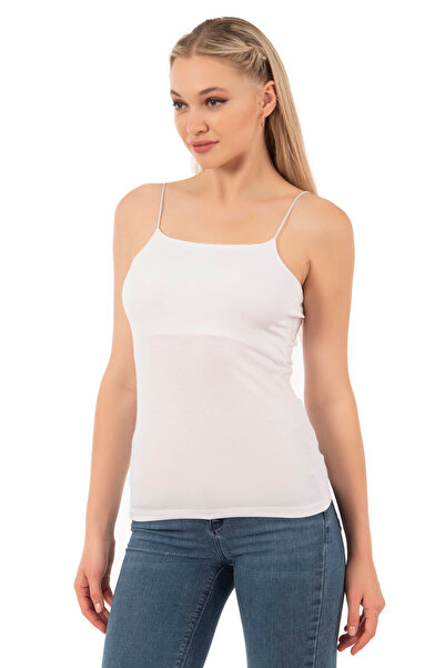 ÖZKAN underwear Özkan 27042 Women's Cotton Modal Flexible Comfortable Thin Spaghetti Strap Collar Seamless Knitted Tank Top