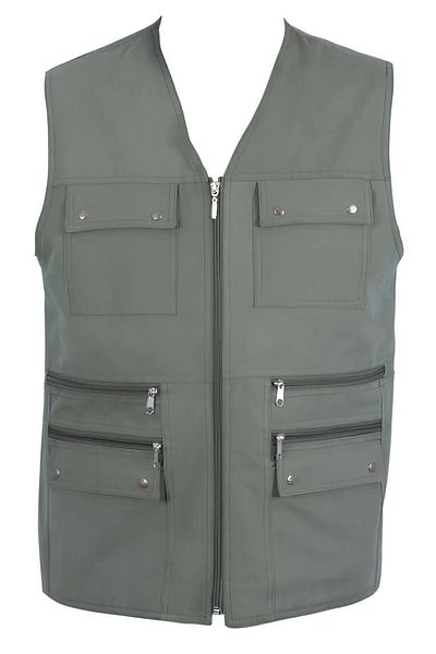 DostumGiyim Men's Gray Summer Fabric Hunter Vest with Multi Pockets