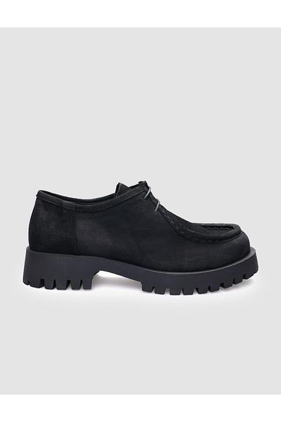 Cabani 100% Genuine Leather Black Nubuck Lace-Up Women's Casual Shoes