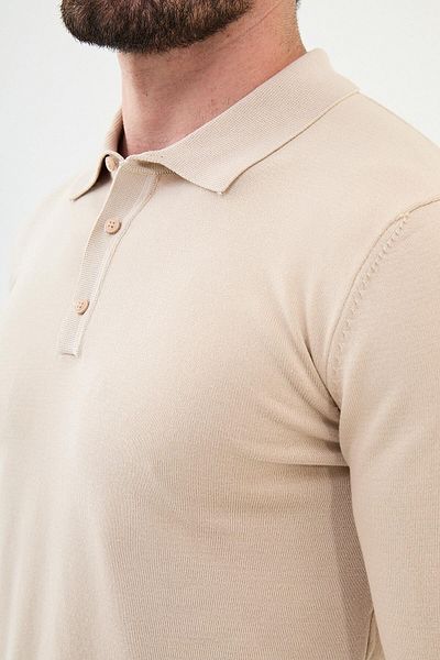 Mcr Plain Slim Fit Polo Neck Men's Knitwear Sweater Beige - 11501.24K