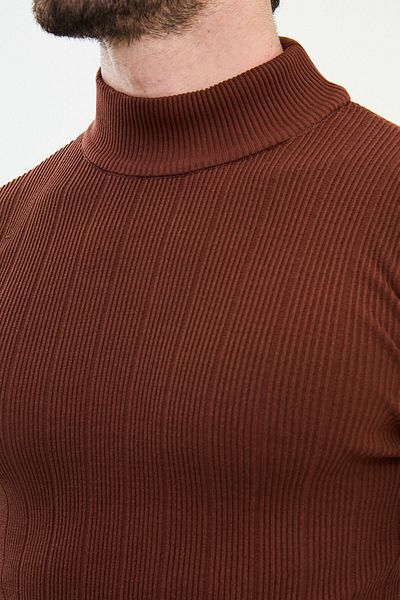Mcr Striped Slim Fit Half Turtleneck Men's Knitwear Sweater Tile - 11504.24K