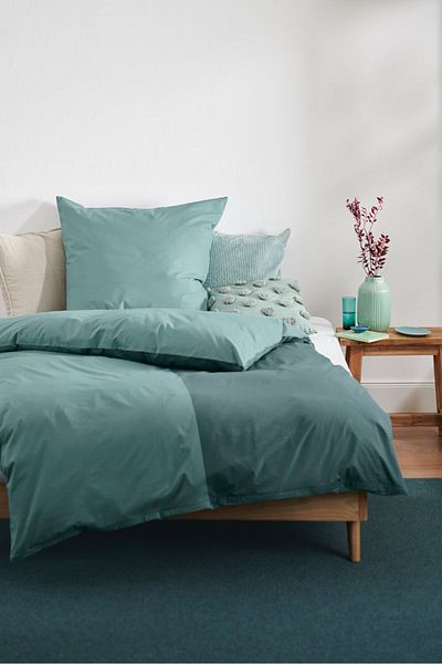 Tchibo Premium Solid Single Cotton Duvet Set 135 X 200 Cm, Sage