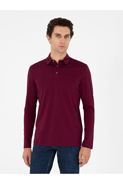 Cacharel Bordo Regular Fit %100 Pamuk Polo Yaka Sweatshirt 50294327-VR014