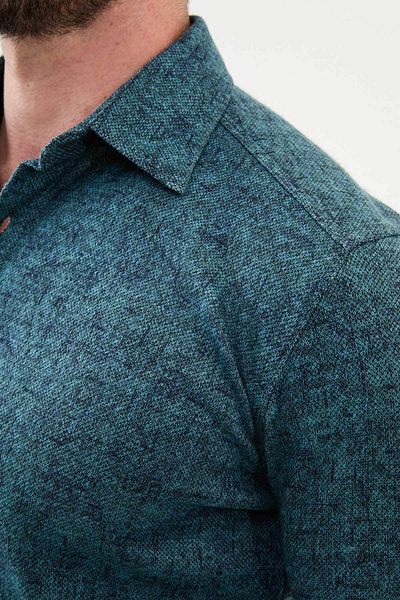 Mcr Patterned Green Slim Fit Wool Men's Shirt