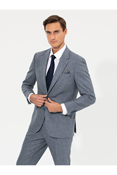 Cacharel İndigo Slim Fit Yün Karışımlı Kazayağı Ceket 50255909-VR028