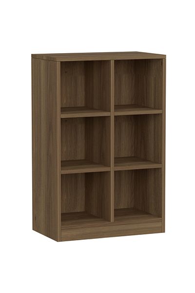 Mahmayi Wooden Display Shelves with 6 Storage Compartment, Freestanding, Zabrano