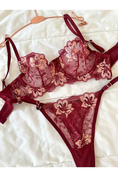Feruzdesign Hestia Burgundy Underwire Bralet Set