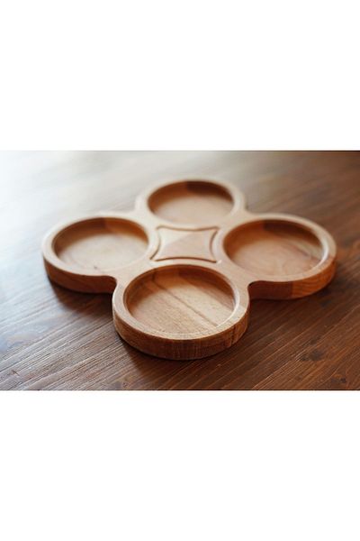 wood totally Wooden Snack Bowl with Four Compartments