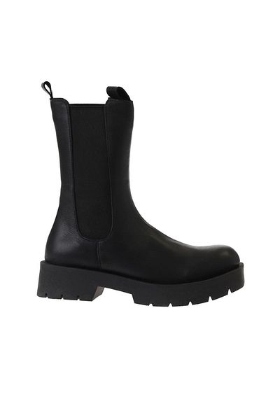 Bueno Shoes Cizme negre de damă din piele - Design plat 01wt2516