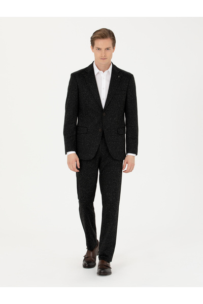 Cacharel Siyah Slim Fit Yün Karışımlı Klasik Ceket 50273666-VR046