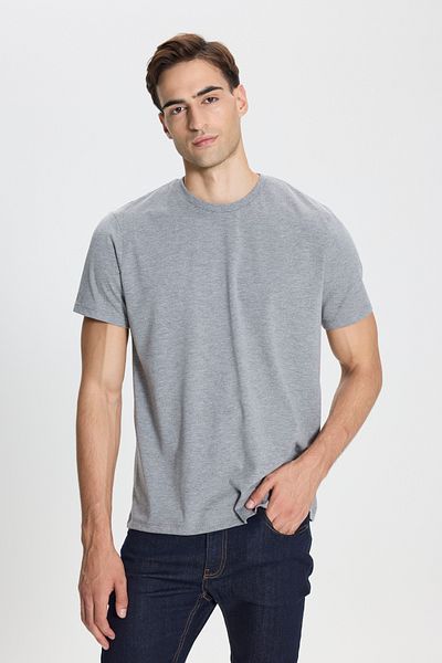George Henry Unisex bavlněné tričko Slim Fit Slim Fit s výstřihem tmavě šedá Melange