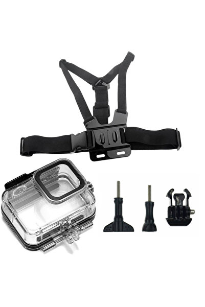 Gplus Gopro Hero 8 Uyumlu Su Geçirmez Waterproof Muhafaza Ve Göğüs Kemera 4 Parça Aksesuar Seti Go208 Gp26