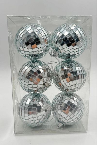 BeySüS New Year's Pine Tree Ornament Mirrored Disco Ball 5 cm 6 Pieces