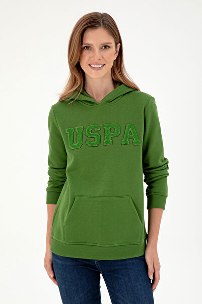 U.S. Polo Assn. Kadın Yeşil Basic Kapüşonlu Sweatshirt 50296931-VR054