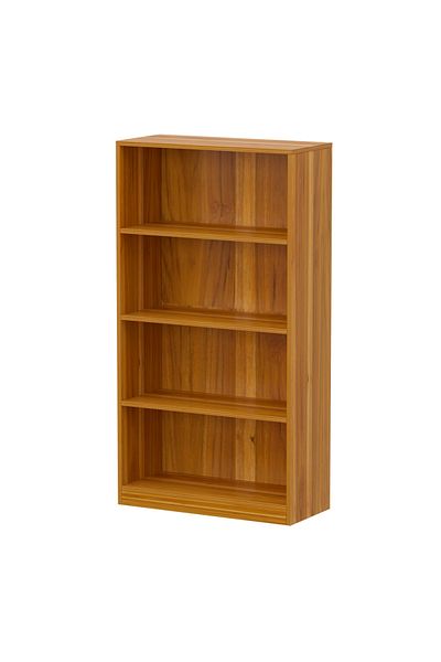 Mahmayi Wooden Storage Display Shelves 4-Tier Freestanding, Light Walnut