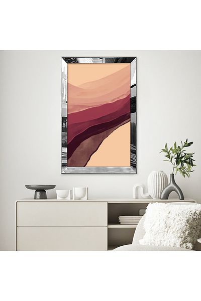 Zevahir Mobilya Dekorasyon Pictură din MDF unică cu cadru din plexiglas cu oglindă argintie Desert Sands Landscape Sand Hills Collage