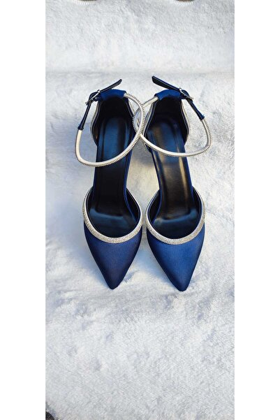 ESLEM AYAKKABI Women's Gray Satin 9 cm Tasli Evening Shoes