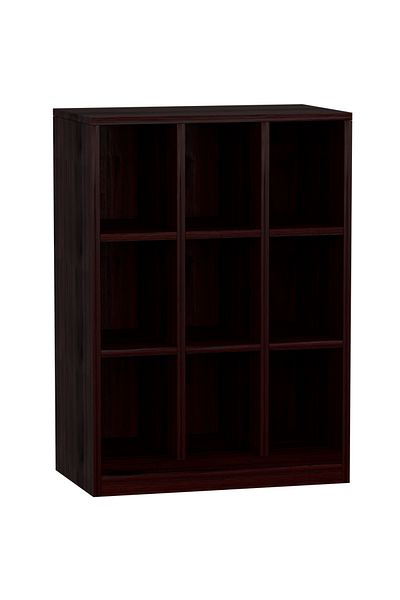 Mahmayi Wooden Display Shelves with 9 Storage Compartment, Freestanding, Dark Walnut