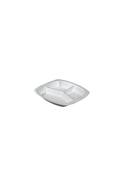 DAĞYÜCE Dağyüce Foam 3 Compartment Table D'Hote Foam Plate - 23.5X25 Cm. (1 Pack - 200 Pieces)
