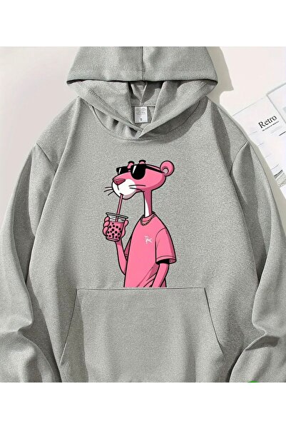 Arwen Fashion Women's Sweatshirt Pink Panther Printed Hodies Gray