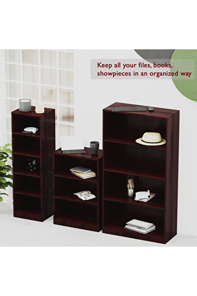 Mahmayi Wooden Storage Display Shelves 5-Tier Freestanding, Dark Walnut