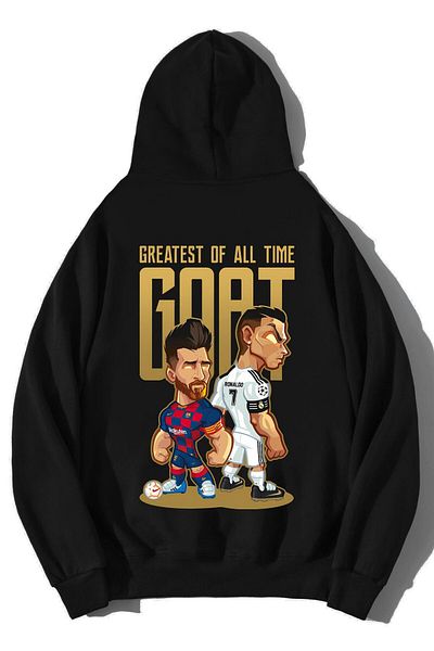BRZ COLLECTION Hanorac oversize unisex Messi și Ronaldo GOAT
