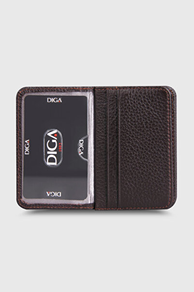 DİGA 1169 Model Real Leather Brown Card Holder