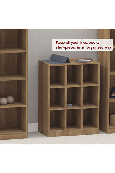 Mahmayi Wooden Display Shelves with 9 Storage Compartment, Freestanding, Zabrano