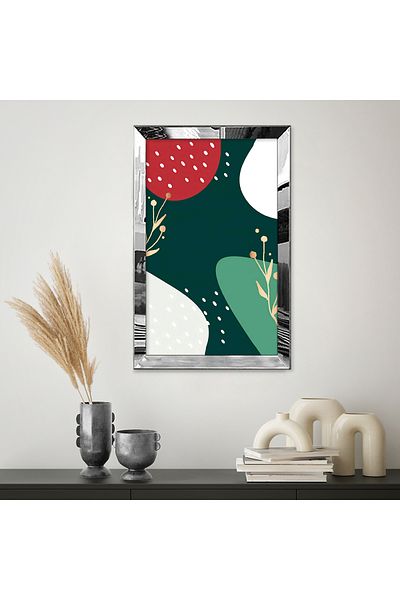 Zevahir Mobilya Dekorasyon Imagini abstracte colorate cu cadru din plexiglas cu oglindă argintie Fundal închis Tablou unic MDF