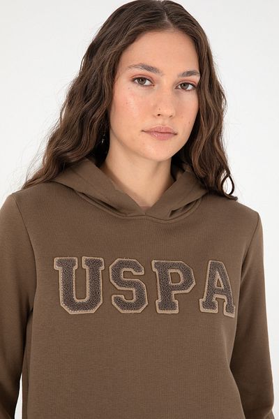 U.S. Polo Assn. Hanorac de bază kaki cu glugă pentru femei 50296931 -vr027