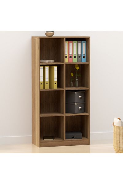 Mahmayi Wooden Display Shelves with 8 Storage Compartment, Freestanding Files, Showpieces, Zabrano