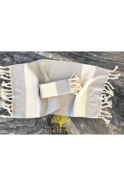 Arelina Textile Gray 2-Piece 100% Organic Cotton Towel Runner Peshkir