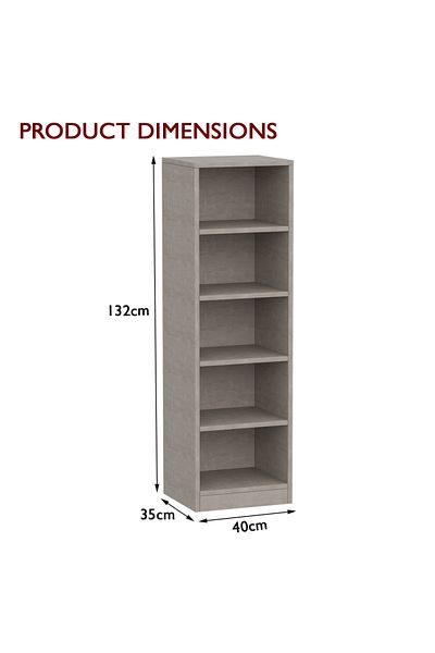 Mahmayi Wooden Storage Display Shelves 5-Tier Freestanding, Light Concrete