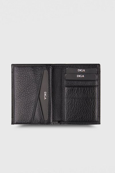 DİGA 863 Model Real Leather Black Wallet